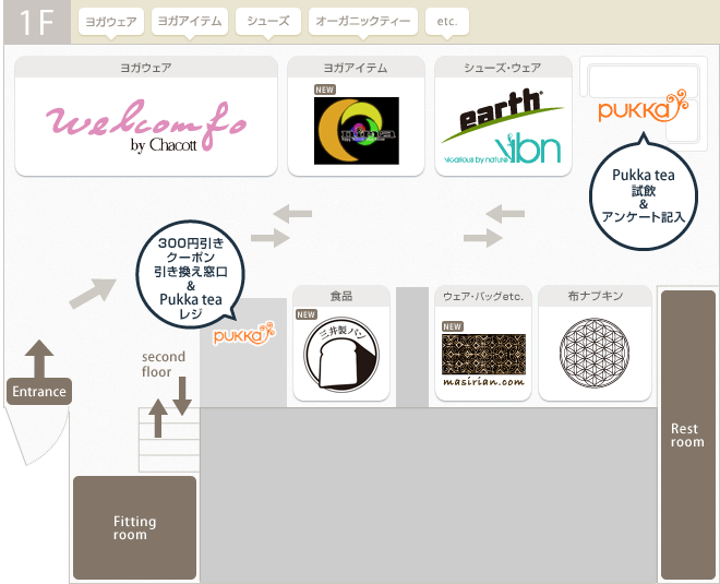 1F ヨガウェア ヨガアイテム オーガニックティ etc.